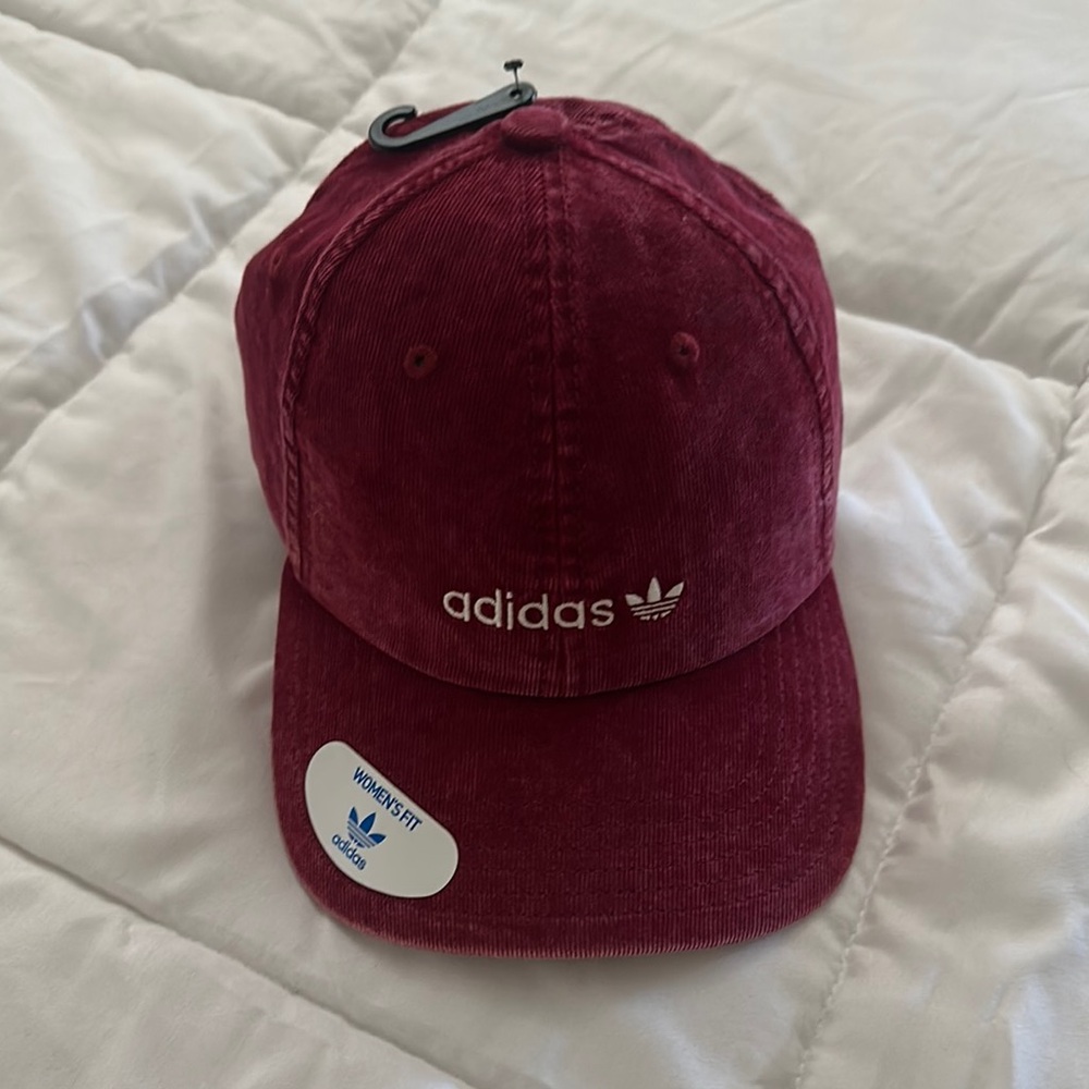 Adidas Women's Burgundy Red Corduroy Baseball Cap Fall 2025 Athleisure Trend